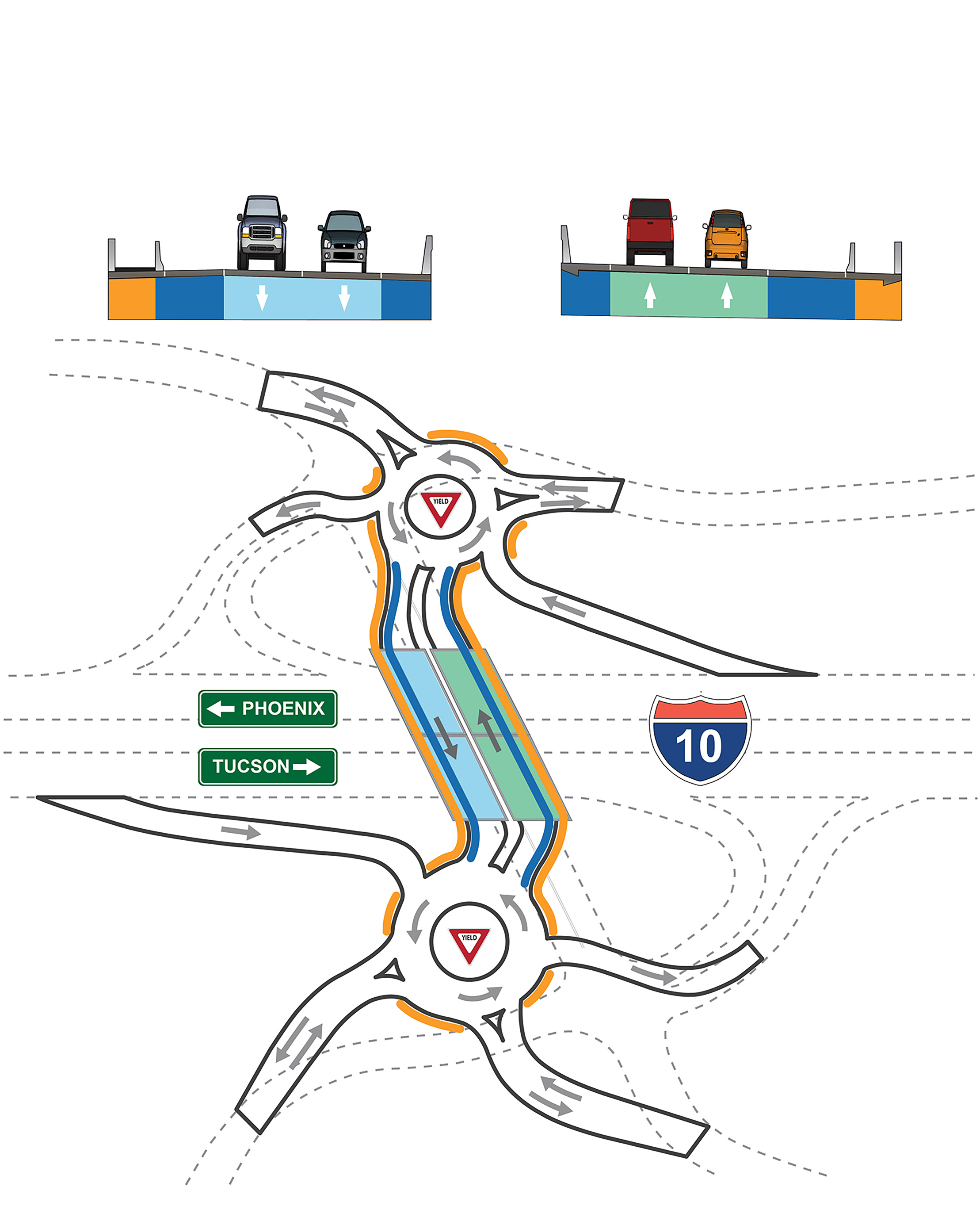 Rendering of crossroads under option 5