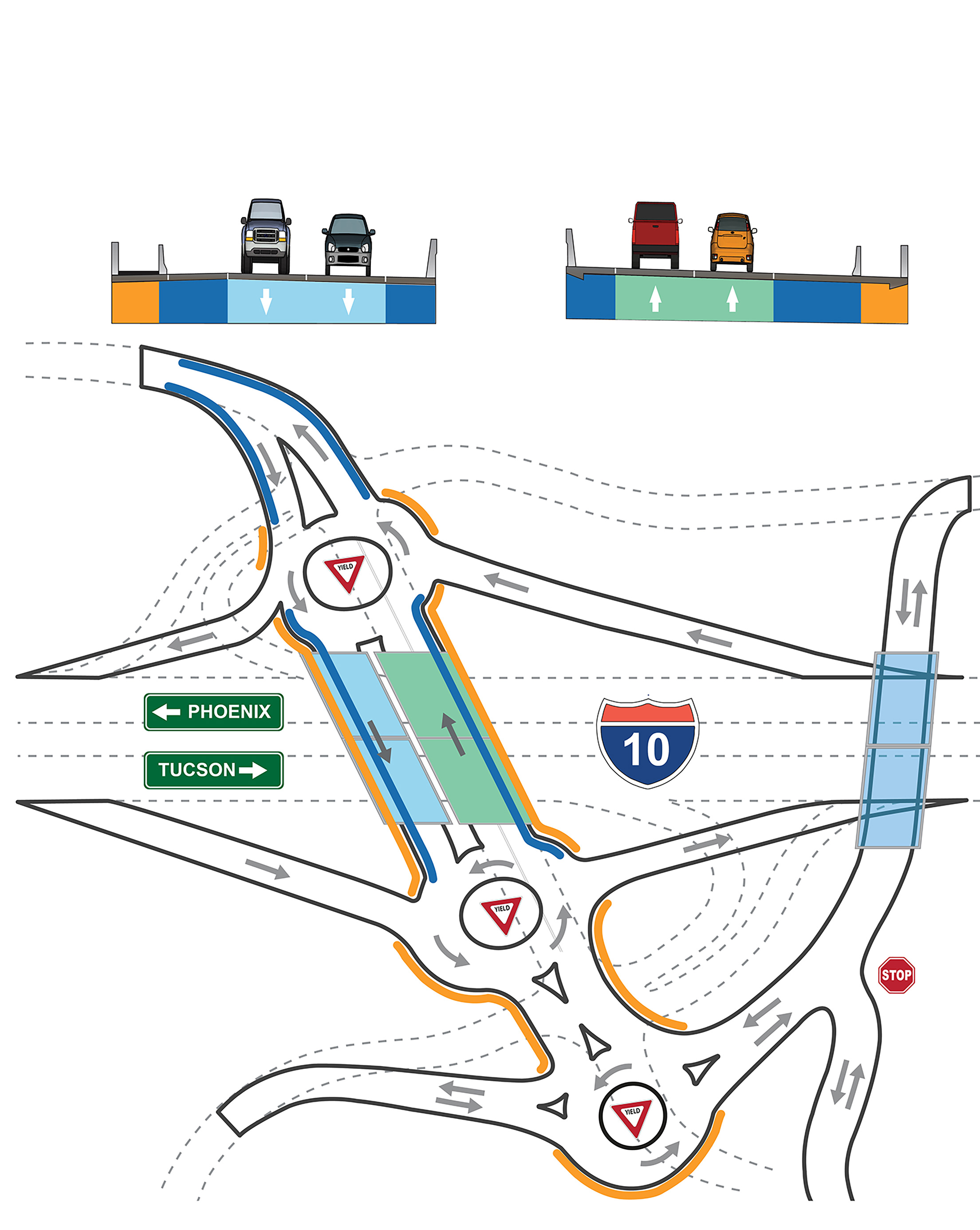 Rendering of crossroads under option 6